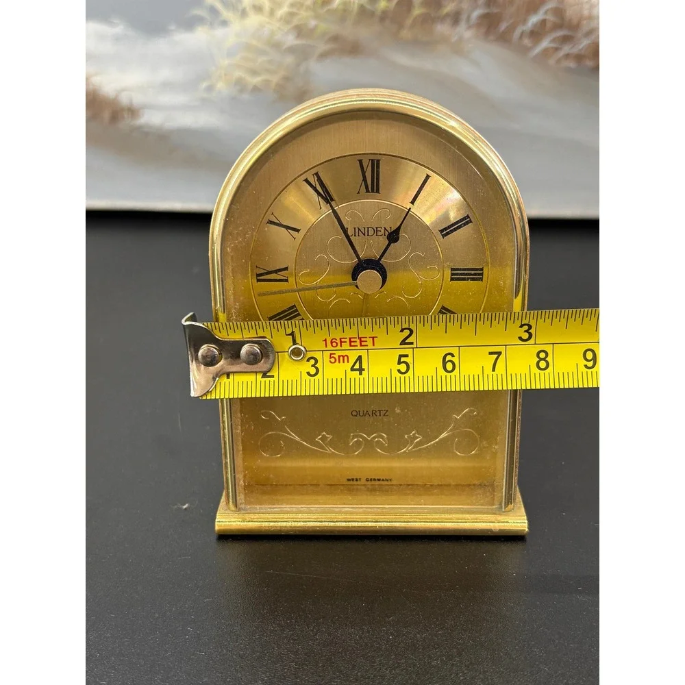 Linden Vintage Arched Desk Clock West Germany Quartz Roman Numeral UNTESTED